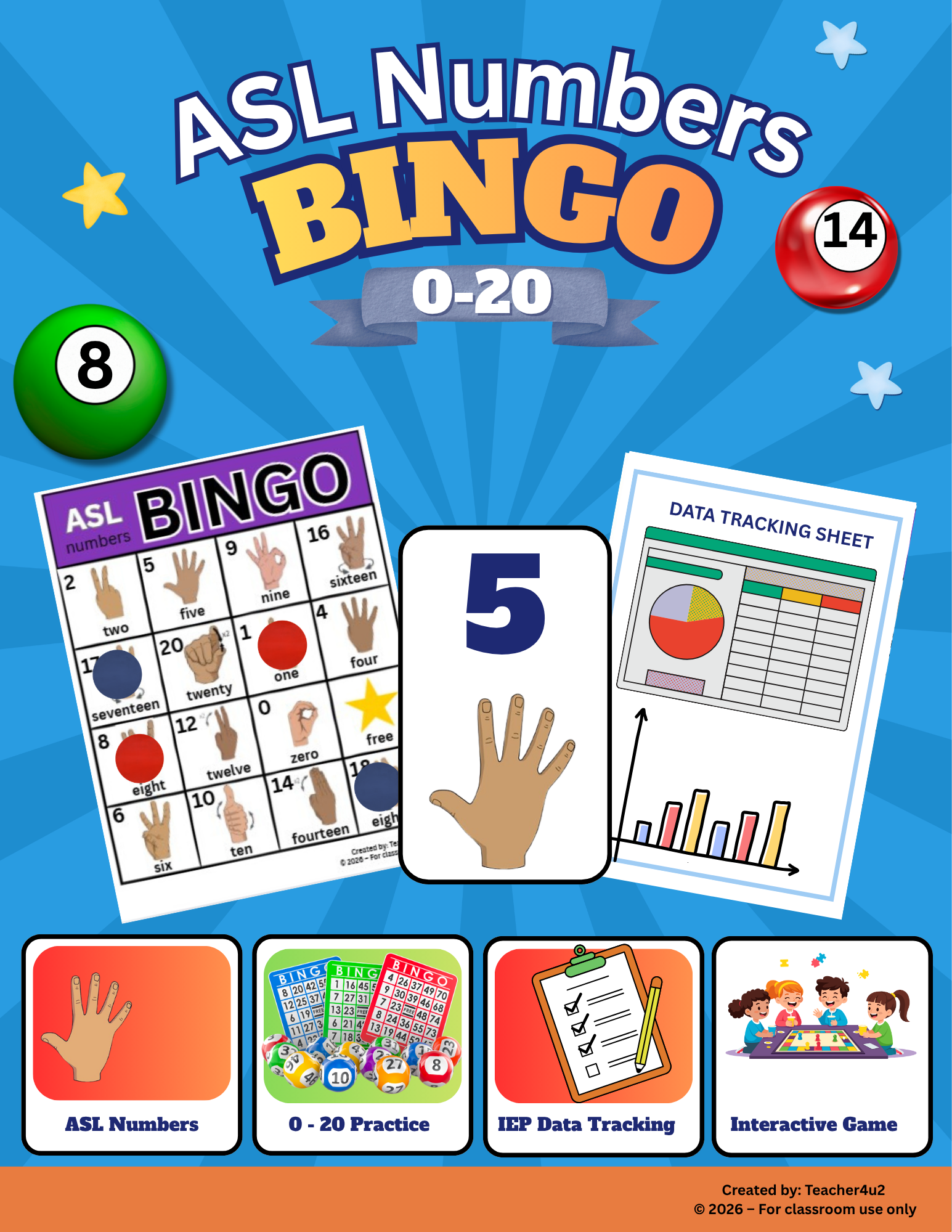 ASL Numbers Bingo 0–20 classroom resource cover