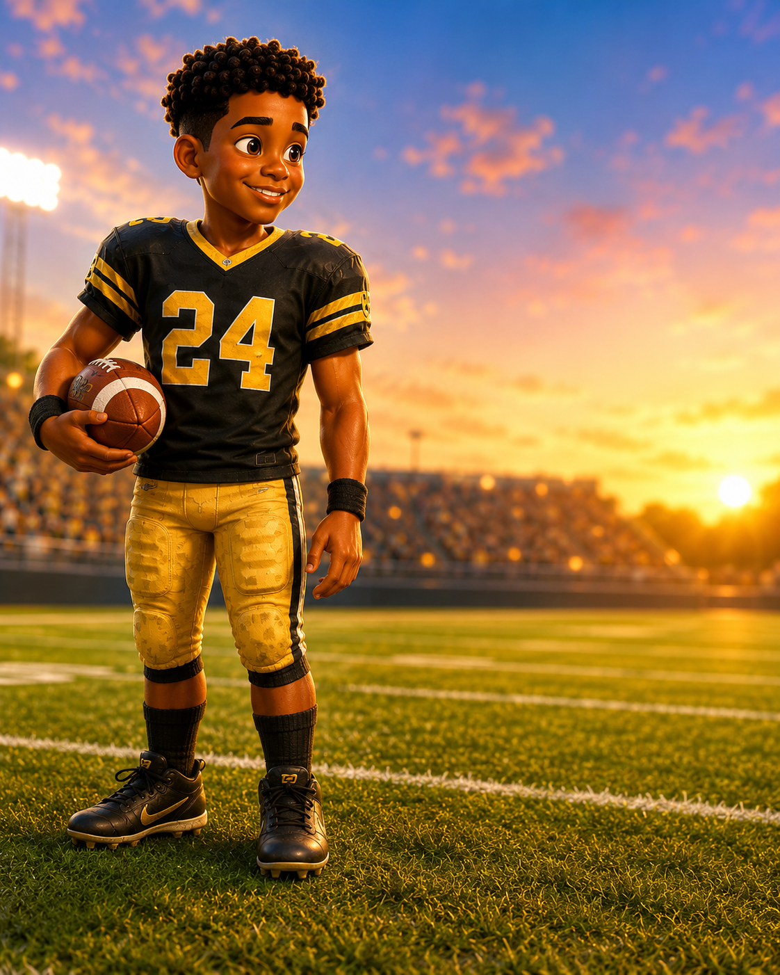 Jake wearing his black and gold number 24 football uniform
