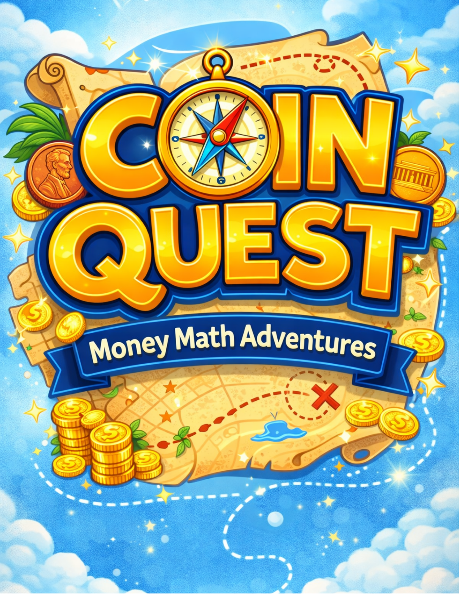 Coin Quest Money Math Adventures activity book cover