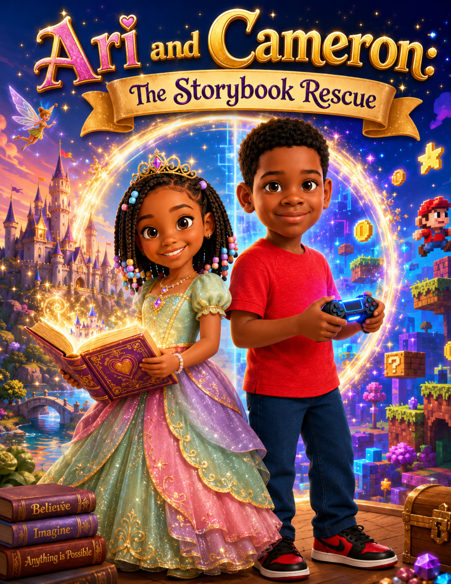Ari and Cameron: The Storybook Rescue personalized children’s book cover